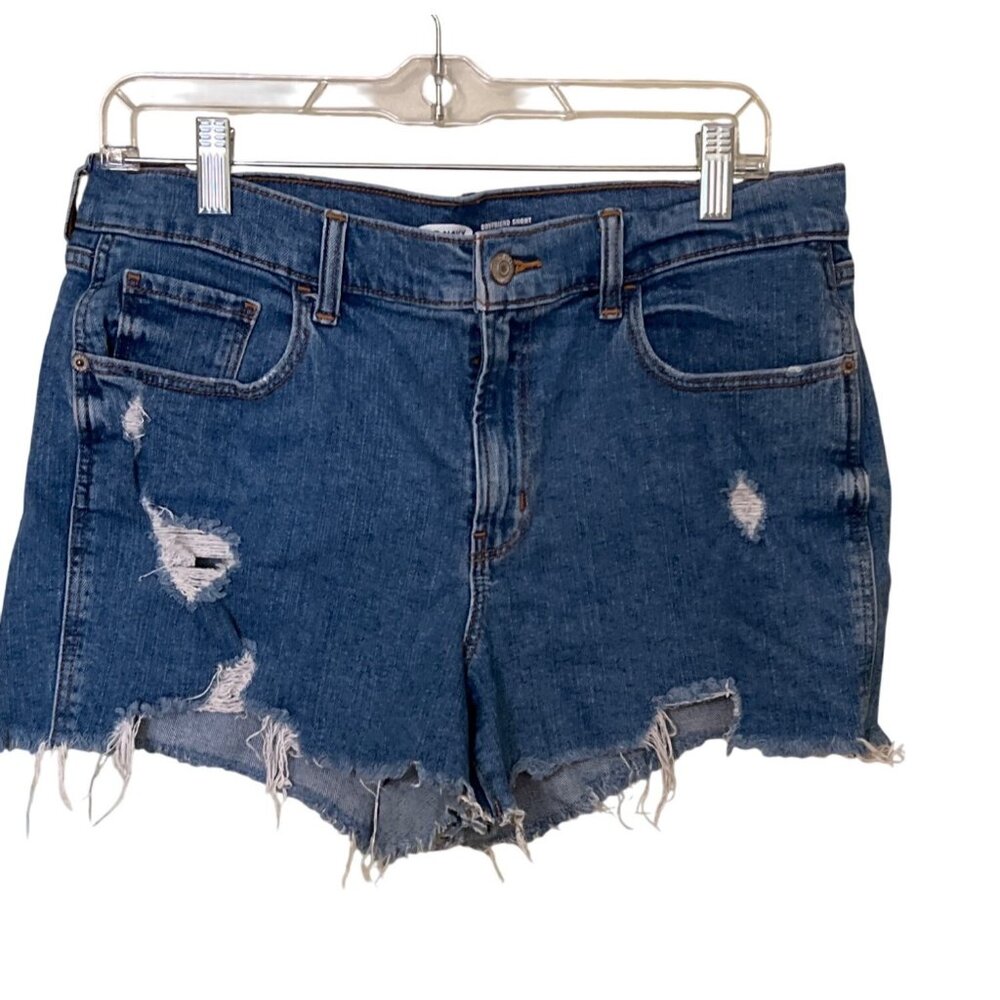 Old Navy Womens Distressed Boyfriend Denim Shorts Size‎ 12 Blue